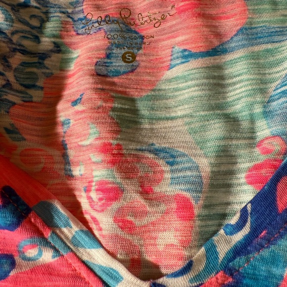 Lilly Pulitzer 100% Cotton Coral and Navy Long Sleeve Top Size Small - Picture 10 of 15